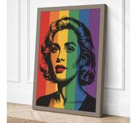 Rainbow Portrait Pop Art Canvas Wall Art Print 36x24 Inch (91 x 61 cm)