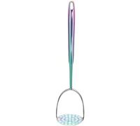 Rainbow Potato Masher Stainless Steel Heavy Duty Ergonomic Handle for Mashed Potatoes Avocado Ground Beef & Beans Dishwasher Safe Kitchen Tool (Rainbow Sharp Tail)