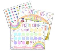 Rainbow Potty Training Sticker Chart, 20 Potty Charts with 432 Round Stickers & 1 Instruction Sheet, Potty Reward Sticker Chart for Toddlers Girls - B16