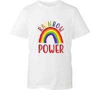 Rainbow Power T-Shirt LGBT Pride Equality LGBTQ+ Pride Month Gay Lesbians Love Adults Unisex Tee Top (White, 3XL)