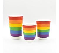 Rainbow Pride 8oz, 12oz & 16oz Paper Cups Insulated Disposable Takeaway Paper Cups for Hot Drinks Tea Coffee (500, 16oz)