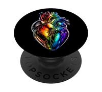 Rainbow Pride Anatomical Heart Subtle LGBTQ Dark Art PopSockets Adhesive PopGrip