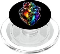 Rainbow Pride Anatomical Heart Subtle LGBTQ Dark Art PopSockets PopGrip for MagSafe