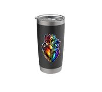 Rainbow Pride Anatomical Heart Subtle LGBTQ Dark Art Stainless Steel Insulated Tumbler