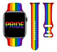 Rainbow Pride Bands Compatible with Apple Watch Band 38MM 40MM 41MM, Silicone Strap Wristbands Compatible with iWatch Bands Series SE 7 6 5 4 3 2 1 for Women Men