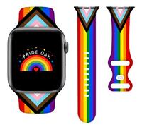 Rainbow Pride Bands Compatible with Apple Watch Band 42MM 44MM 45MM, Silicone Strap Wristbands Compatible with iWatch Bands Series SE 7 6 5 4 3 2 1 for Women Men