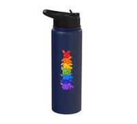 Rainbow Pride Bunnies Stacked Kawaii LGBTQ Cute Bunny Stainless Steel Insulated Water Bottle