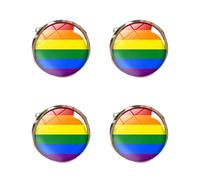 Rainbow Pride Cufflinks 2 Pairs Alloy round Dress Shirt