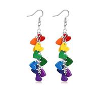 Rainbow Pride Earrings for Women Acrylic Colorful Heart-Shaped Dangling Earrings LGBTQ Prides Month Accessories for Lesbian & Transgender Gifts Festival Jewelry for Gay Pride Shirt Outfits, L, Acrylic