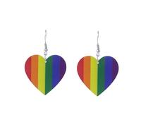 Rainbow Pride Earrings for Women LGBT Pride Gay Lesbian Bisexual Earrings Colorful Acrylic Heart Y2k Jewelry Accessories, Acrylic, No Gemstone
