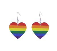 Rainbow Pride Earrings for Women LGBT Pride Gay Lesbian Bisexual Earrings Colorful Acrylic Heart Y2k Jewelry Accessories, Acrylic, No Gemstone