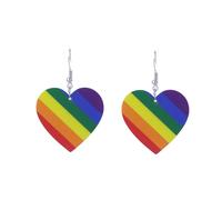 Rainbow Pride Earrings for Women LGBT Pride Gay Lesbian Bisexual Earrings Colorful Acrylic Heart Y2k Jewelry Accessories, Acrylic, No Gemstone