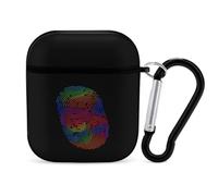 Rainbow Pride Fingerprint Earphone Case Cover Compatible with AirPods 1&2 Shockproof Bluetooth Headset Case Black-style