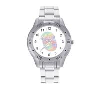 Rainbow Pride Fingerprint Men's Watches Stainless Steel Watch Strap Analog Quartz Watch Business Wristwatches