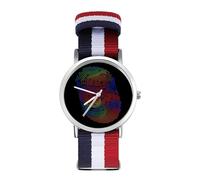 Rainbow Pride Fingerprint Sport Watch for Men Women Nylon Strap Wrist Watch Analog Quartz Watch