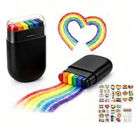 Rainbow Pride Flag Face Paint,Pride Stickers,Rainbows Face & Body Paint for LGBTQ Parade, Gay Pride Makeup,Multicolor Flag Face Paint, Easy Wash,Halloween Makeup (Black,2)