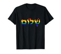 Rainbow Pride Flag Hebrew Shalom Jewish LGBT Value Graphic T-Shirt