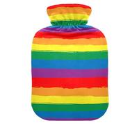 Rainbow Pride Flag LGBT Pride Day Month Parade LGBTQ Community Cute hot Water Bottle with Soft Cover, 2L hot Water Bags for Neck Shoulder Warmer