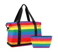 Rainbow Pride Flag Lgbt Pride Day Month Parade Lgbtq Community Large Bag with Wet Pocket Adjustable Strap Workout Bag for Business Trips Waterproof for men women