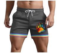 Rainbow Pride Flag Men's Athletic Shorts - Quick Dry for Running, Swimming, Beach - LGBTQ+ Quick Dry Rainbow or Bisexual Flag Beach Athletic Shorts with Pockets