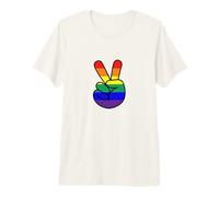 Rainbow Pride Flag Peace Sign Hand Premium T-Shirt
