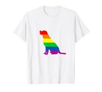 Rainbow Pride Flag Sitting Dog Value Graphic T-Shirt, Men, White, S