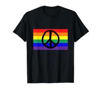 Rainbow Pride Flag with Peace Sign Value Graphic T-Shirt, Men, Black, L