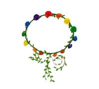 Rainbow Pride Flower Crown Headband - LGBT+ Flag Themed Rose Garland Hair Wreath for Festivals, Pride Parade, Rave, Parties & Cosplay - Adjustable Wearable Floral Headpiece for Women, Men & Teens