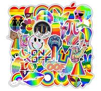 Rainbow Pride Gay LGBTQ+ Vinyl Decal Stickers - Set of 50 Die-Cut - Suitable for Laptops, Phones, Cases, Walls, Luggage, Books, and Water Bottles