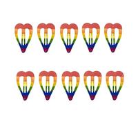 Rainbow Pride Hair Clips, 10Pcs No-Slip Metal Barrettes with Star & Heart Designs for LGBTQ+ Celebrations, Pride Parades, Costume Parties, Carnival, Festival Hair Accessories