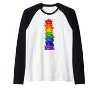 Rainbow Pride Highland Cows Stacked Kawaii LGBTQ Cute Raglan Baseball Tee