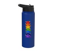 Rainbow Pride Highland Cows Stacked Kawaii LGBTQ Cute Stainless Steel Insulated Water Bottle