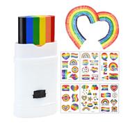Rainbow Pride Makeup Kit, 1 Rainbow Flag Face and Body Paint Sticks + 6Rainbow Pride Tattoos Stickers, Waterproof LGBTQ Make Up Accessories for Pride Celebrations, Festivals, and Parades