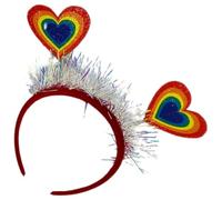 Rainbow Pride Month Headband Adjustable Plush Plastic Hair Hoop | Not Easy to Fall, Party Accessory for Adults and Men, Bright Painted Shape for Parade or Birthday