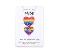 Rainbow Pride Necklace for Women Men LGBTQ Gay Bi Necklaces Pride Month Accessories Heart Puzzle Pendant Necklace I Love You Gifts for Bi Gay Lesbian Cross Gender Friends Friendship Necklaces