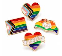 Rainbow Pride Pin Badge Set - 4 Pcs LGBTQ+ Lapel Pins For Bags | 4Pcs Pin Set, Metal Rainbow Badges, Progress Pride Detail, For Pride Outfits And Parade Styling