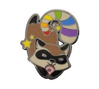 Rainbow Pride Raccoon Enamel Lapel Pin | LGBTQ Gay Pride Flag Chibi Trash Panda Hard Enamel Pin, Metal, no gemstone