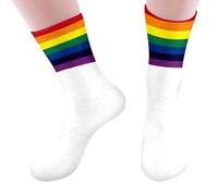 Rainbow Pride Socks, Unisex LGBTQ Gay Pride Socks Colorful Striped Sock for Women Girl Men Kids, Novelty Rainbow Striped & Heart Sock Kit, LGBT Accessories Stuff for Party