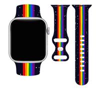 Rainbow Pride Starry Night Sky Watch Band Compatible with Apple Watch 38mm 40mm 41mm, LGBT Iwatch Bands Wristbands Soft Silicone Straps Adjustable Smartwatch Replacement for Series 9/8/7/SE/Ultra Men