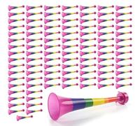 Rainbow Pride Vuvuzela - Pack of 100-27cm Long Noisemaker in Rainbow Colours - Perfect Accessory for Pride Month, Pride Marches and Pride Events