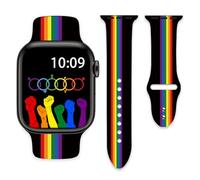 Rainbow Pride Watch Bands Compatible with Apple Watch 38mm 40mm 41mm for Women Men Silicone Smartwatch Wristbands Strap for iWatch Series Ultra SE 9 8 7 6 5 4 3 2 1