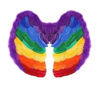 Rainbow Pride Wings - Rainbow Feather Angel Wings with Straps - Mens Womens Pride Fancy Dress Accessory for LGBTQ+ Pride and Carnivals - Pack Of 6
