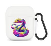 Rainbow Print Animal Snake Bluetooth Headset Cover Earbuds Case TPU Headphone Protective Compatible with Airpods 1/2 White-Color