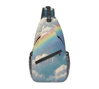 Rainbow Print Crossbody Sling Backpack Sling Bag Travel Hiking Chest Bag | Lightweight Foldable Crossbody Bag