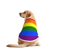 Rainbow Print Dog Outfit Sleeveles, Funny Pet Dog Clothes Machine Washable Shirt Vest For Medium Large Dogs