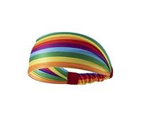 Rainbow Print Elastic Headband Sport HairBands Cheering Squard Costume Accessories HeadWrap Headband Rainbow Print Wide Headwraps
