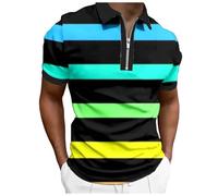 Rainbow Print Polo Shirts Men's LGBTQ Clothing Rainbow Flag Gay Pride Month LGBT Gay Love Colourful Muscle Polo Shirt Breathable T-Shirt Sports Shirt Dress Shirt Business Shirt, 06 Black, L