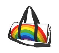 (Rainbow Print) Print Round Large Travel Bag - Multi-Compartment Organizer Lightweight for Trips & Sports