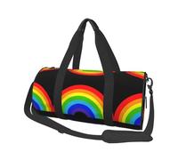 Rainbow Print Round Duffel Bag, Canvas Overnight Travel Tote Bag, Waterproof and Tear-Resistant.Foldable Weekend Travel Bag