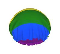 Rainbow Print Shower Essentials Bonnet For Women, Large Washable Elastic Band Bath Hair Wrap Shower Cap